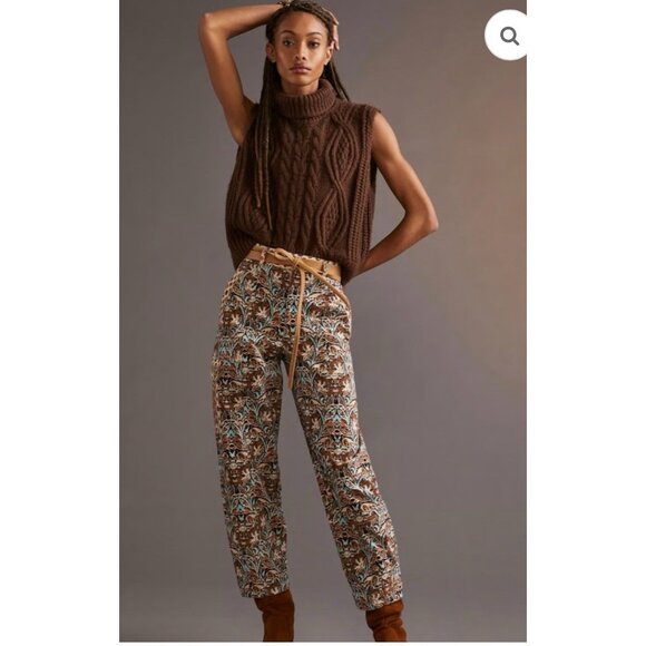 Anthropologie Pants - Anthropologie Corduroy Barrel Pants Size 8 Bold Paisley Print Streetwear Boho